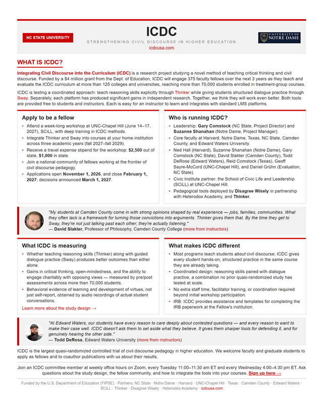 ICDC one-page recruitment flyer